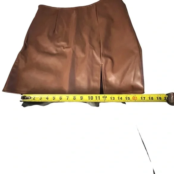 Brown and Black pleather Skirt Set - Picture 5 of 7